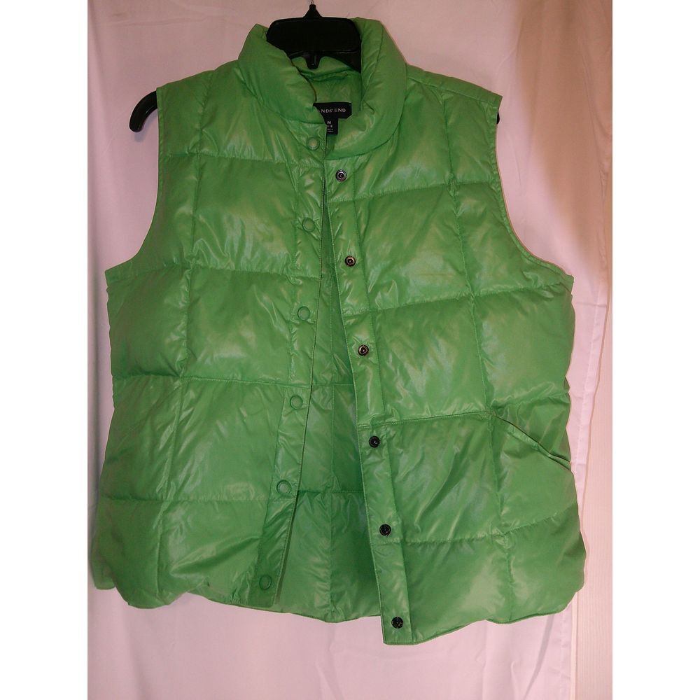 Lands' End Bright Green Puffer Vest Quilted‎ Winter Outerwear Medium
